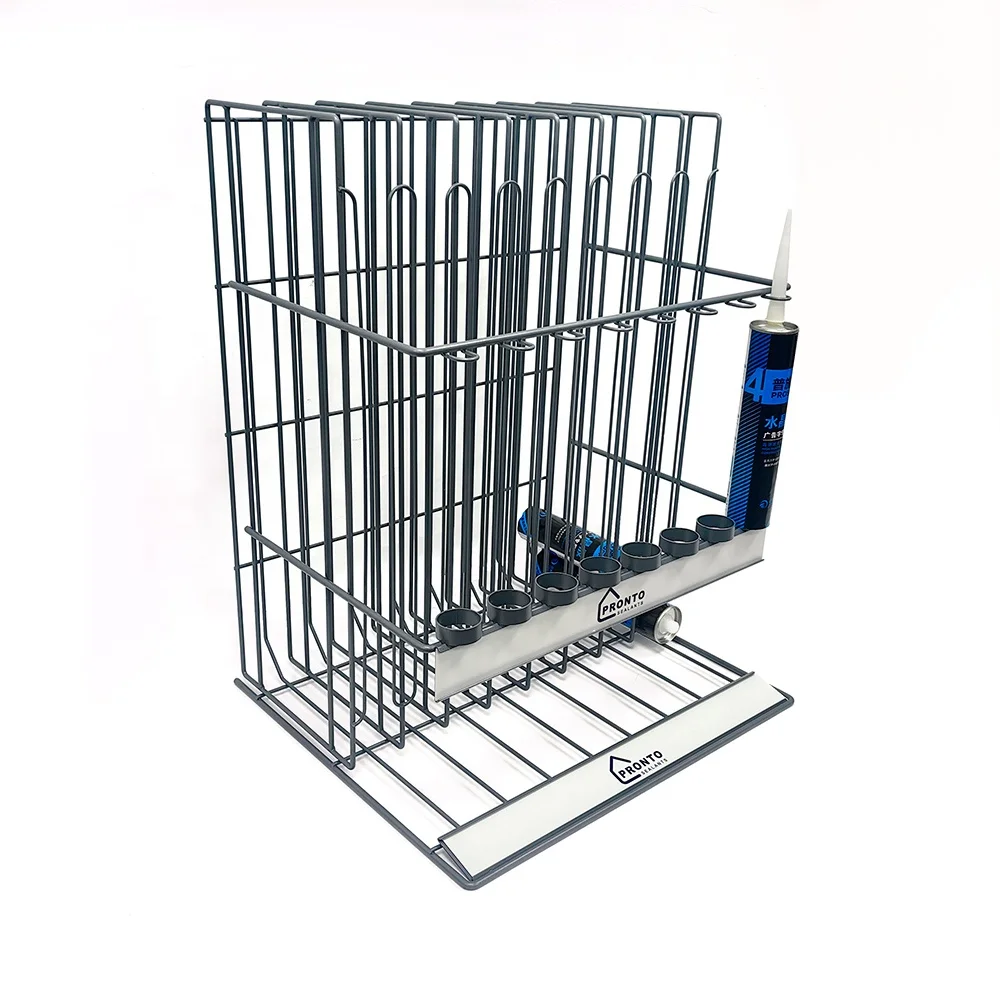 Retail Counter Top Display Rack Metal Wire Silicone Sealant Binder Glass Cement Glue Rack Cartridge Dispenser Stand