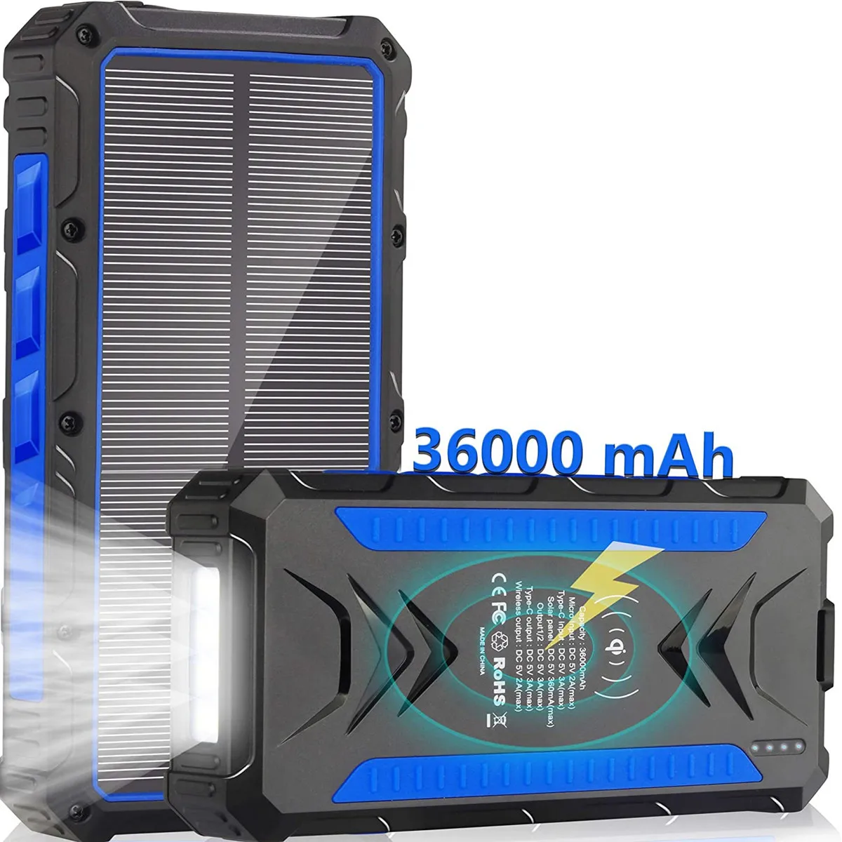 2025 New Product Idea Solar Power Bank Portable Battery 20000mah 30000mah Fast Charging Cell Phone Charger with Flashlight