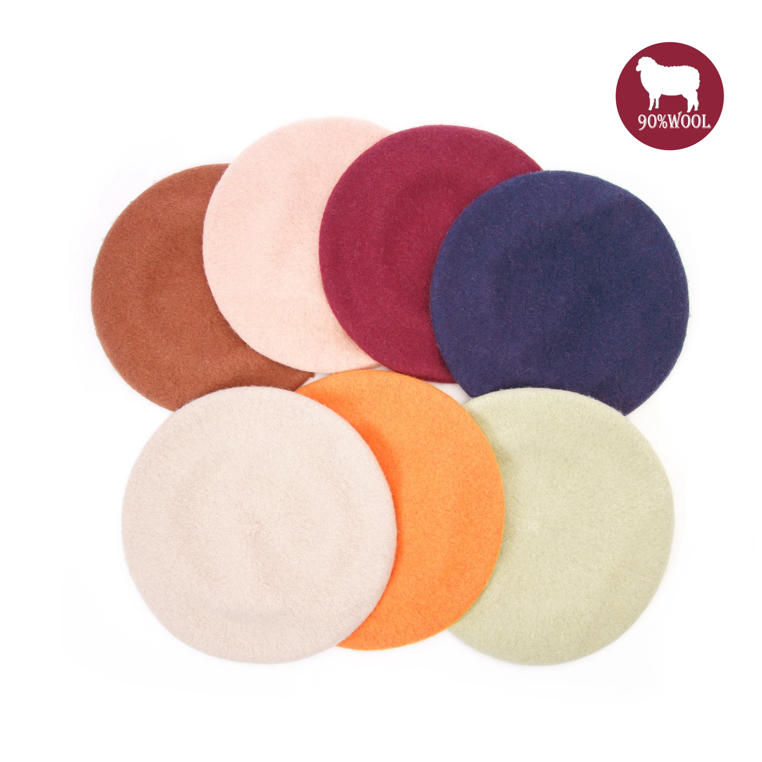 Custom Logo High Quality Elegant Flat Top French Wool Ladies Berets Hat Cap For Women Berets