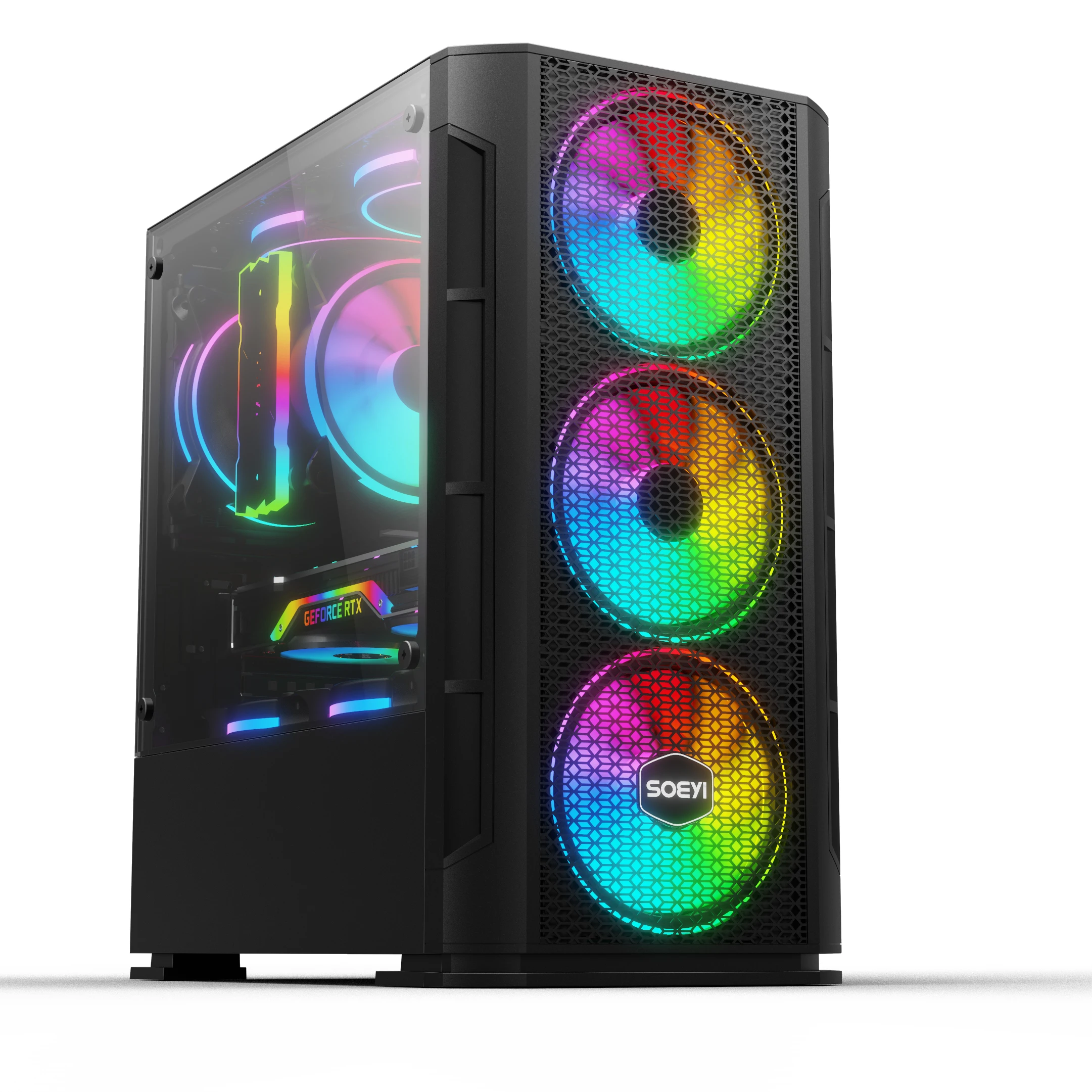 SOEYI B700 MATX Tempered Glass Computer Gaming PC Case