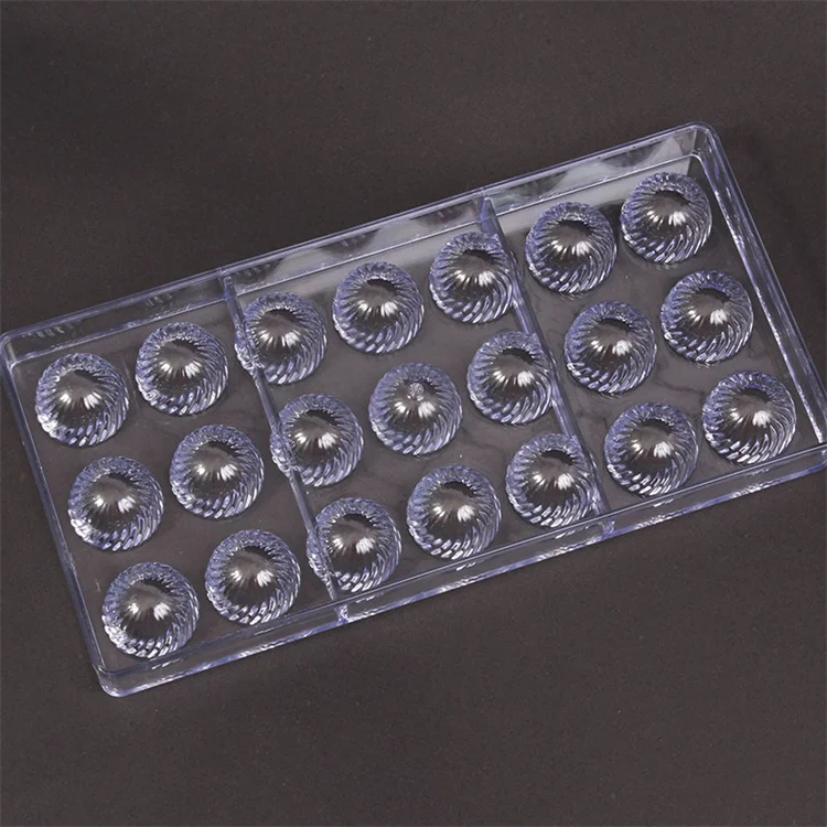 Polycarbonate 21 Cups Chocolate Bomb Mold Spiral Bullet Chocolate  Bon Mould Injection PC Solid Plastic Jelly Candy DIY Molds