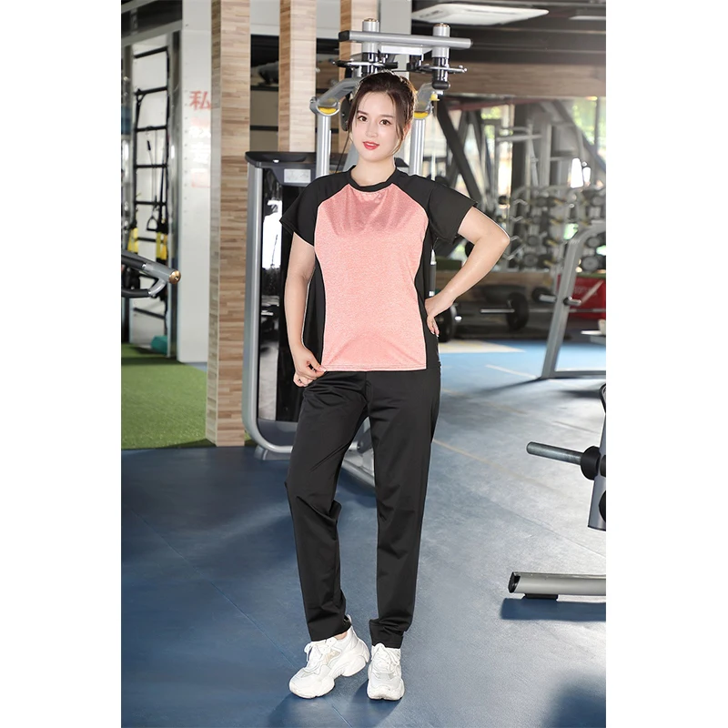 Top women yoga short sleeve polyester spandex fabric indoor gym chaussures sportswear