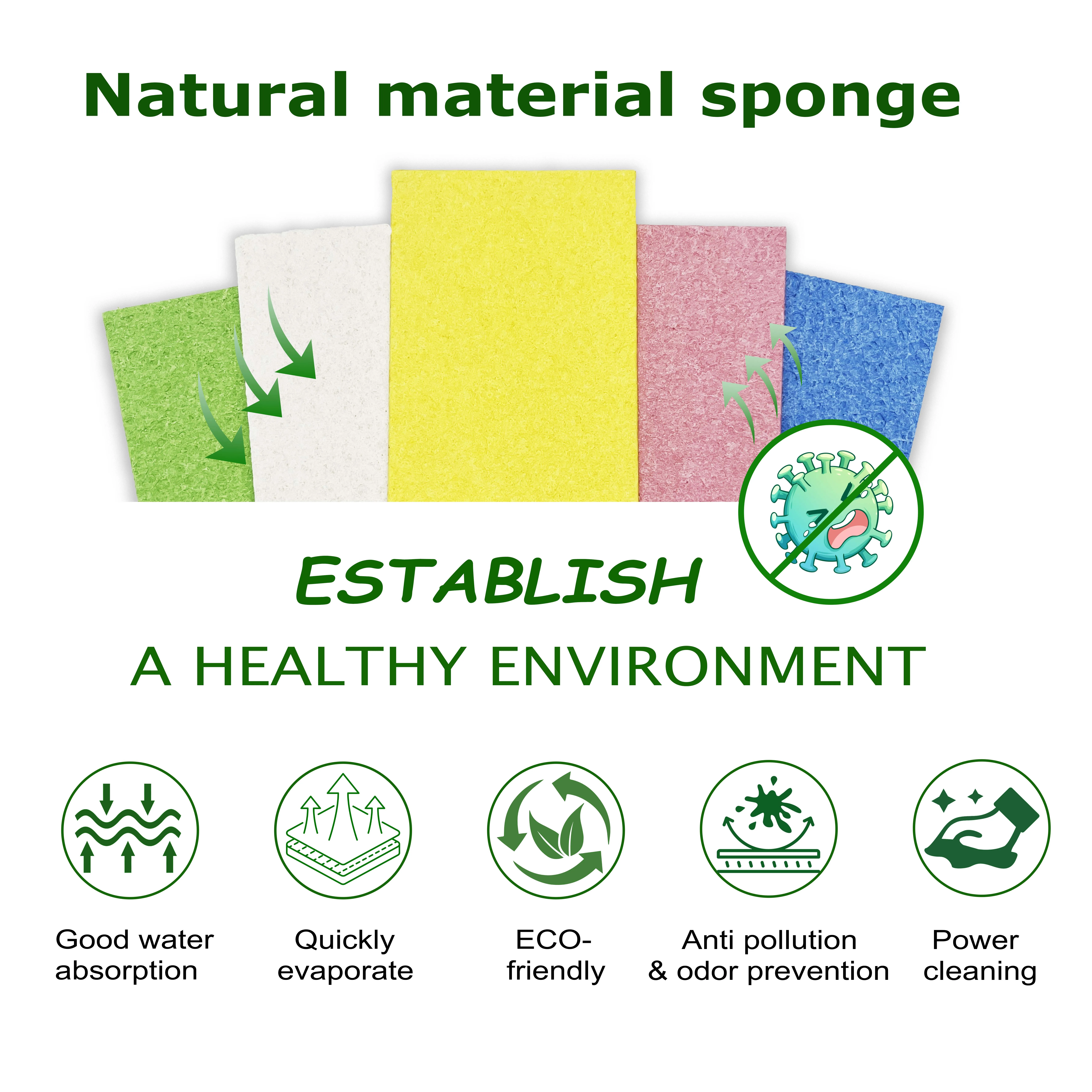Compressed Rectangle Cellulose Sponge Bideggradable Wood Pulp Cotton pad