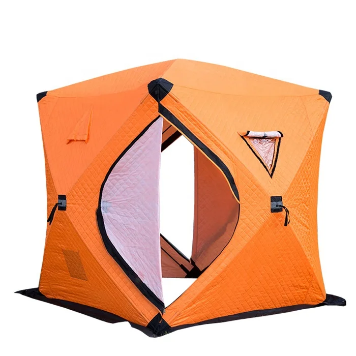 Outdoor Camping Square Stove Jack Cube Insulated Sauna Winter Ice Fishing Tent