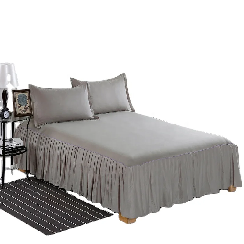 
150cmx200cm 180cmx200cm 180cmx220cm 200cmx220cm 100% Cotton Solid Pure Color Fitted Bed Cover Skirt 