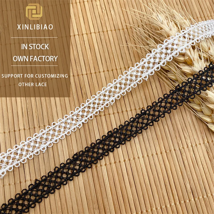 Double-Sided Embroidered Lace Small Bar Code for DIY Wedding Clothing Accessories for Shoes and Bags Made of Polyester Silk