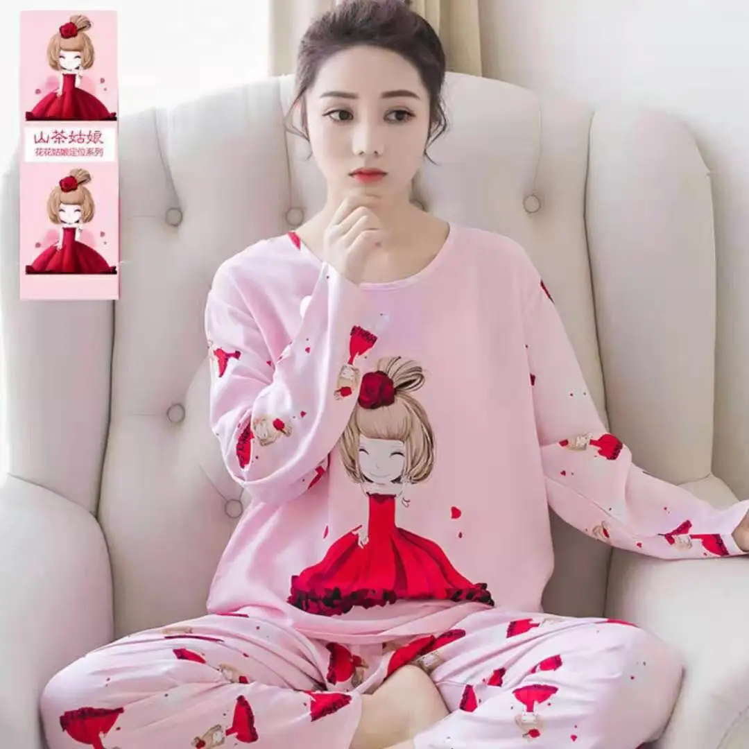 Baju Tidur недорогие Дизайнерские летние пижамы из молочного шелка с принтом женские Женский пижамный