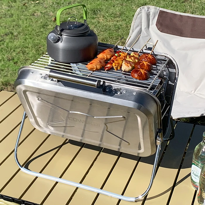 Korean Kebab Grill Outdoor Travelling Camping Table Grill Folding Portable Stainless Steel BBQ Grills