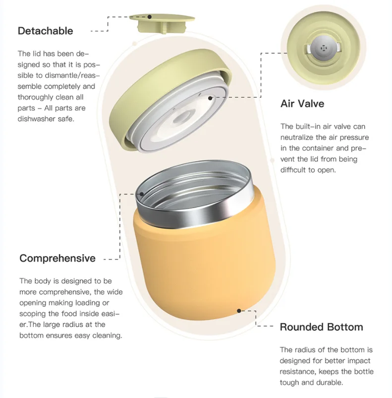 Factory Double Wall Insulated Vacuum Kids Lunch Box and Water Bottle Powder Coated Custom Logo Color Food Container