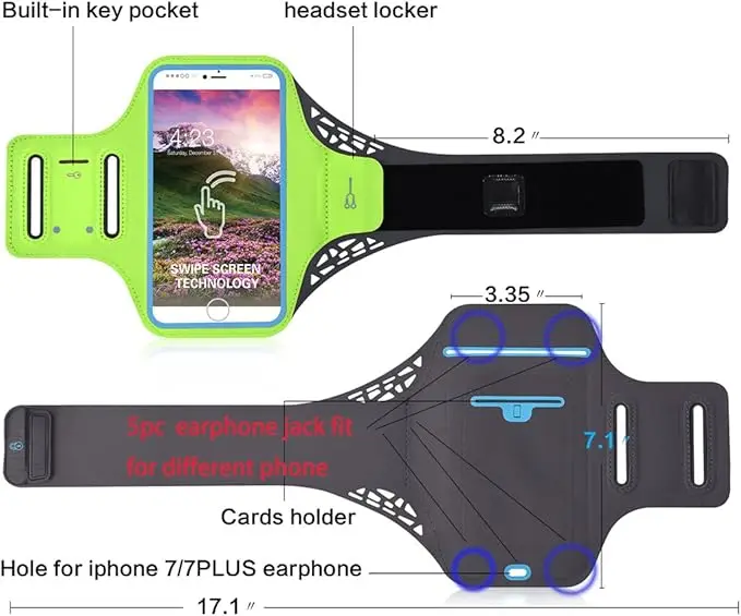 Hot Sale Fashionable Running Workout Fitness PVC Polyester Lightweight Phone Holder Armband for 6.5 Inch Phones