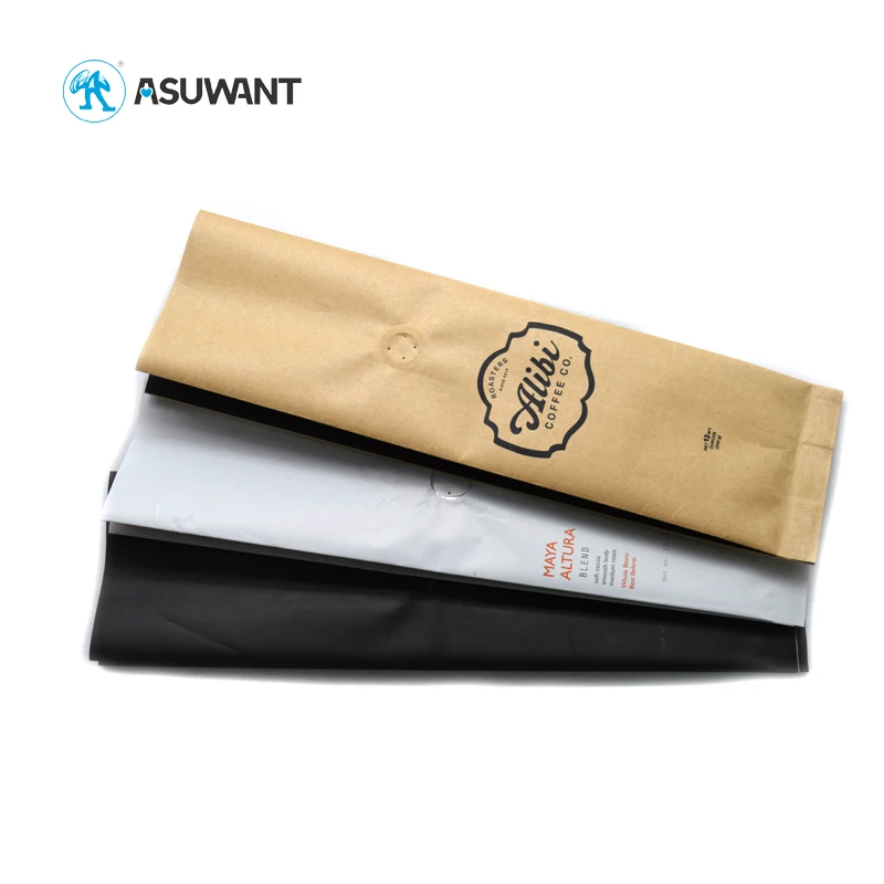 Custom printing flat bottom plastic aluminum foil coffee packaging bag with value