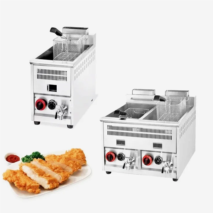 Hot sales Wholesale 2 Tank Gas Deep Fryer French Machine Fries Fryer Commercial Counter Top Gas Deep Fryer for  food shop