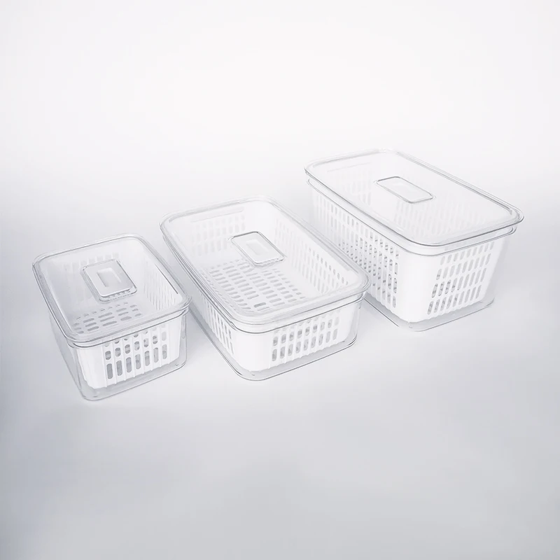 
SA-3483 Kitchen Refrigerator Fruits Vegetables Fresh Keeping Seal Drain Storage Box 