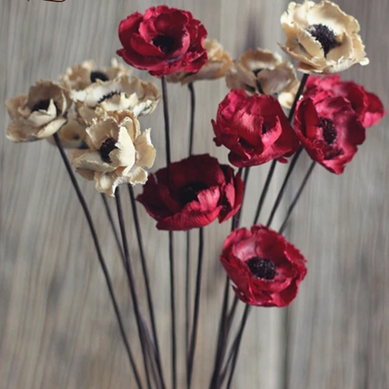 Dried artificial corn poppy flower crafts , hand made by natural coconut,home decor, floral arrangement