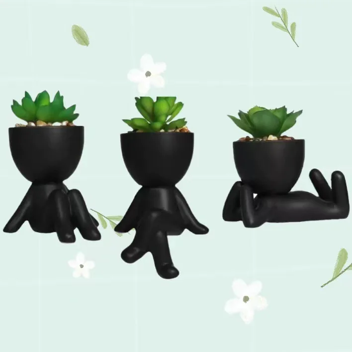 Hotsale Cute Cartoon Body Art craft home decoration Small Succulent Planter Pots,Ceramic Flower Pots For Mini plant