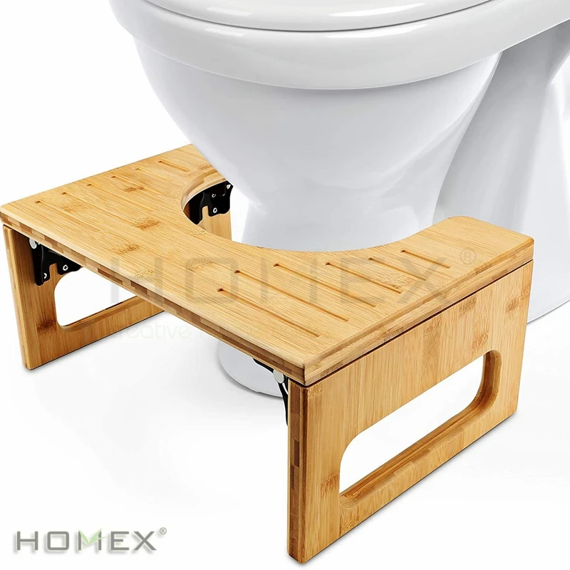 Non-Slip Toilet Seat Footstool For Bathroom,Bamboo Squatting Toilet Stool