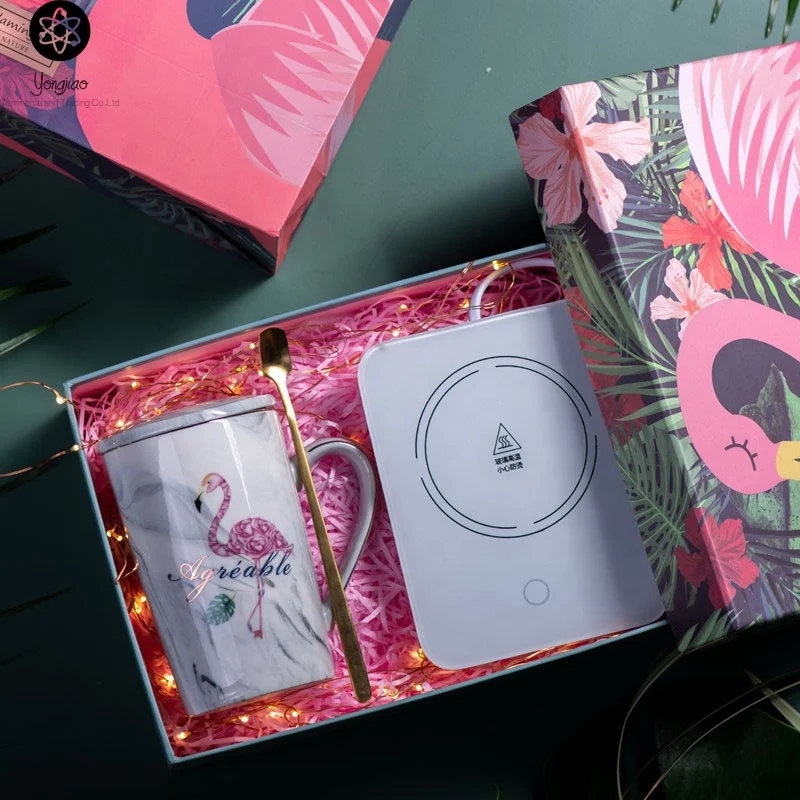 Lovely Cute 3D Flamingo Ceramic Coffee Mug Milk Tea Cup with Funny Lid and Stainless Steel Spoon Novelty Gift