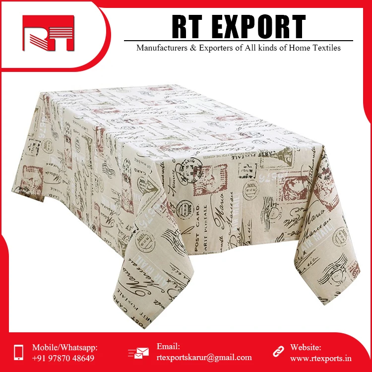Exporter Quality Custom Floral Design 100% Pure Cotton Wedding Party Table Cloths Indian Manufacture