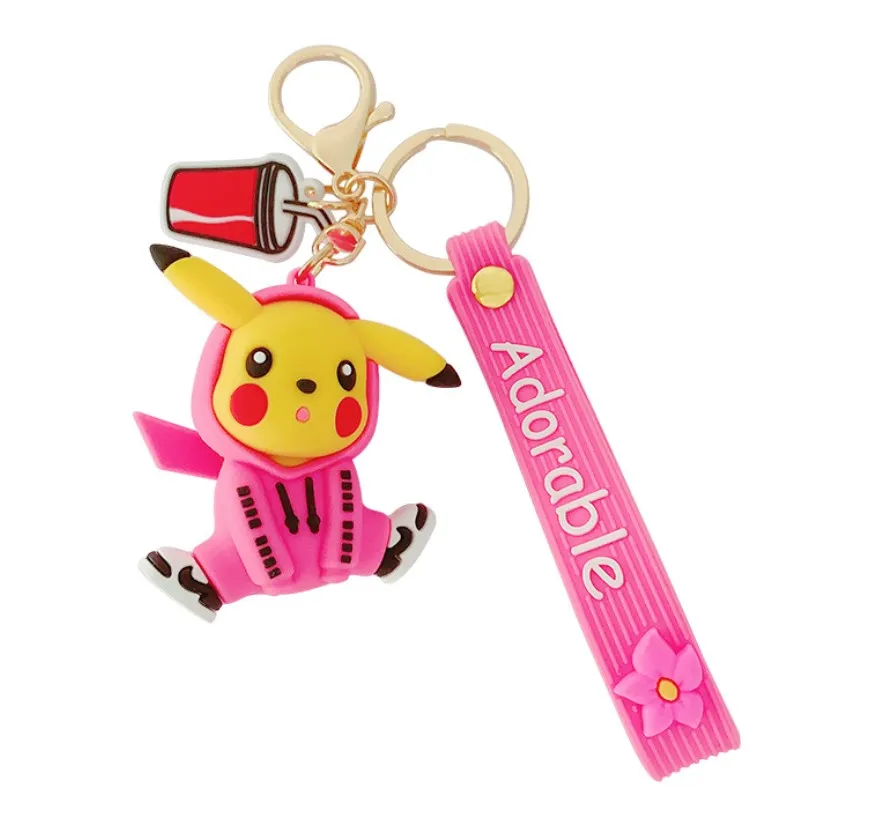 
Cute Pikachu Sweater Cartoon Keychains Silicone Car Keychain For Women Bag Pendant 03KC155 