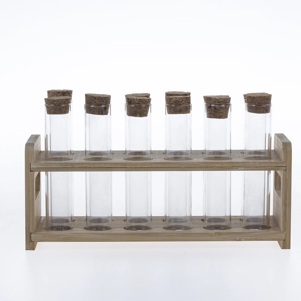 12 pcs Test Tube Glass Vials Bottles Jars Container with Wood Cork Stoppers for Candy Tea Liquid Dispenser