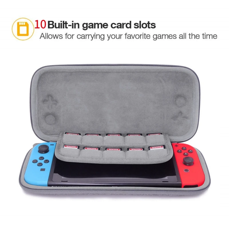 Nintendo Switch Lite Slim Protective Carrying EVA Case Travel Storage Switch Lite Sleeve with 10 Game Cartridges