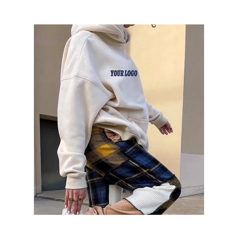 F230588 Custom Puff Print Logo Oversized Hoodie Hip Hop Streetwear Women Pullover Loose And Leisure Hoodie Sweatshirt