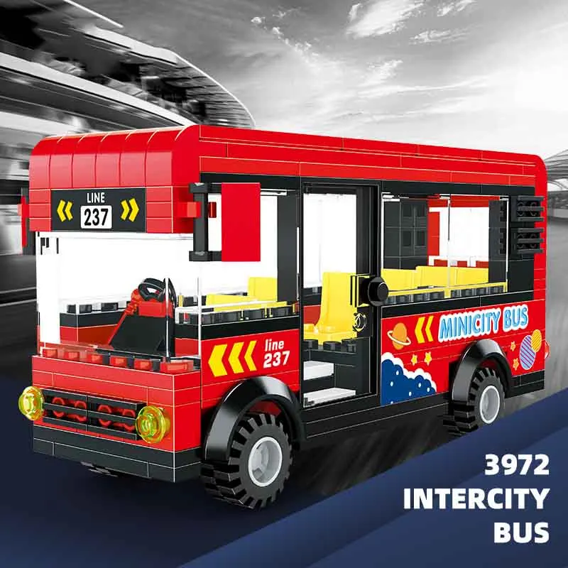 3972 Transportation Series Double-decker Bus School Sightseeing Bus Block Sets Building Block for Children Christmas