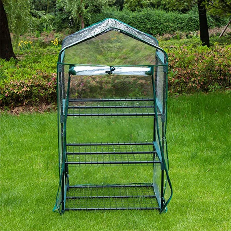 
Garden 3 Tier Greenhouse Outdoor Gardening Hot House with Zippered Cover and Metal Shelves Garden Greenhouse 