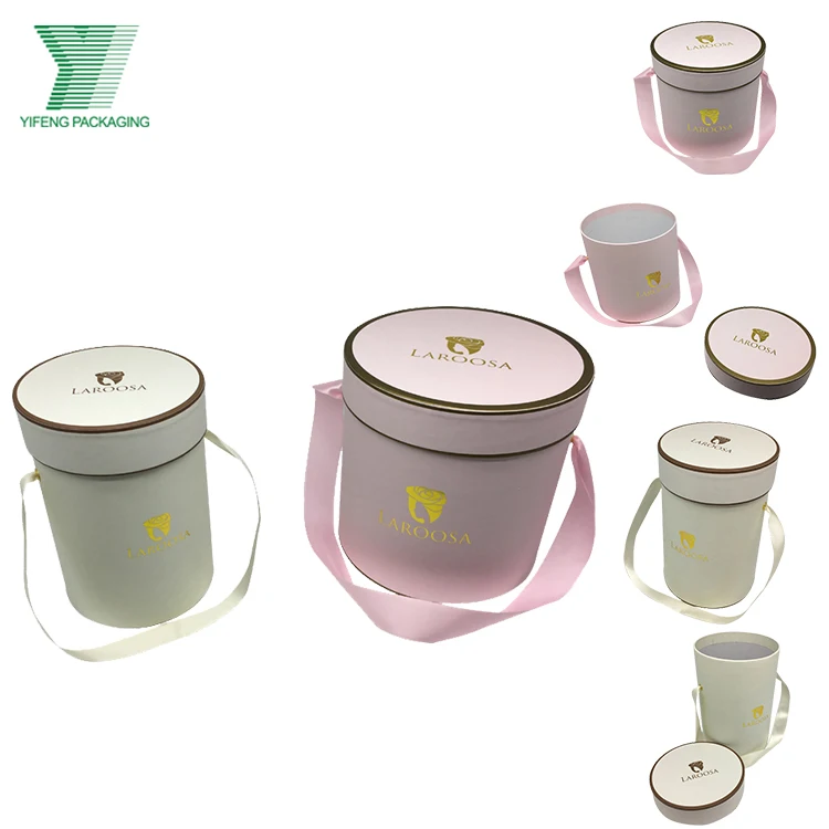 Wholesale New Arrival small cylinder paper box flower hat box Customized elegant round flower boxes