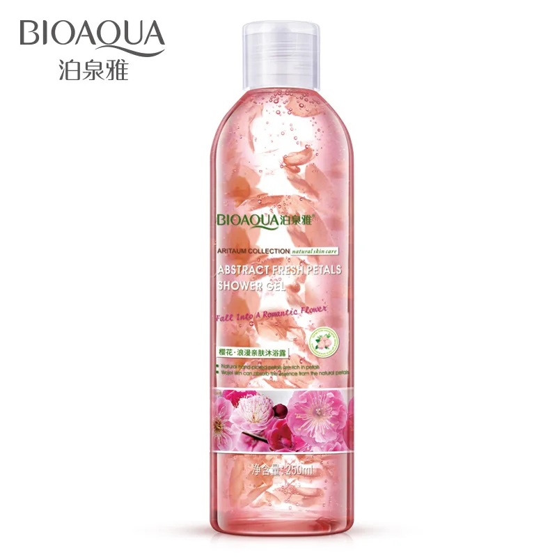 OEM Bioaqua private label Sakura romantic cleansing skin care beauty bath wash organic natural  close skin shower gel