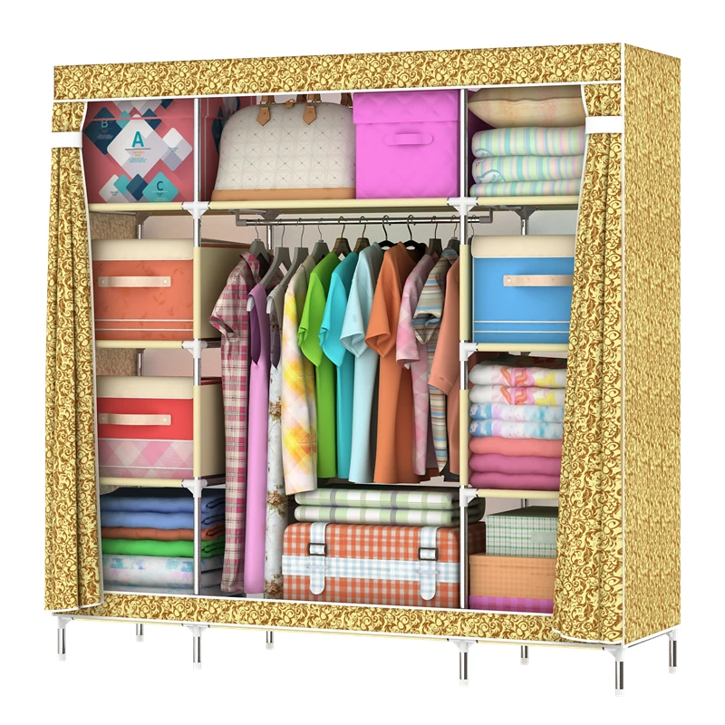 Modern Bedroom Oxford Cloth Wardrobe Fabric Home Storage organization design furniture for Kids 1602T
