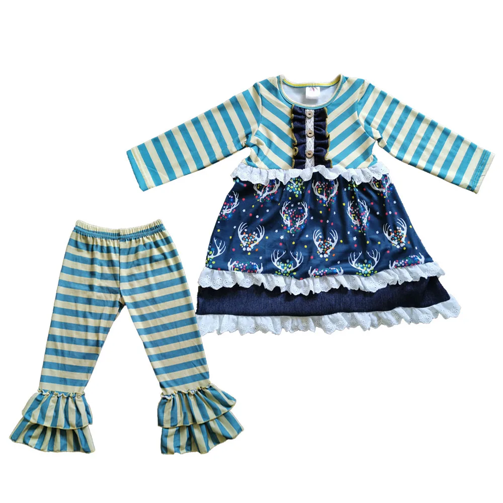 Factory Wholesale Children Outfit Two Piece Dress Set Wholesale Christmas Girls Baby Clothes Clothing Sets