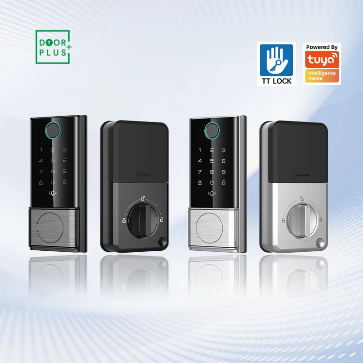 Doorplus Bluetooth Digital Keyless Entry Smart Home Smartlock Door Password TUYA Smart Finger print Lock For Front Door