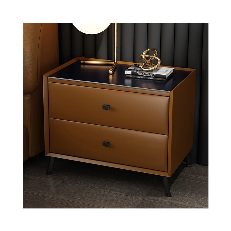 Nordic wooden black storage nightstand bedside table with drawer