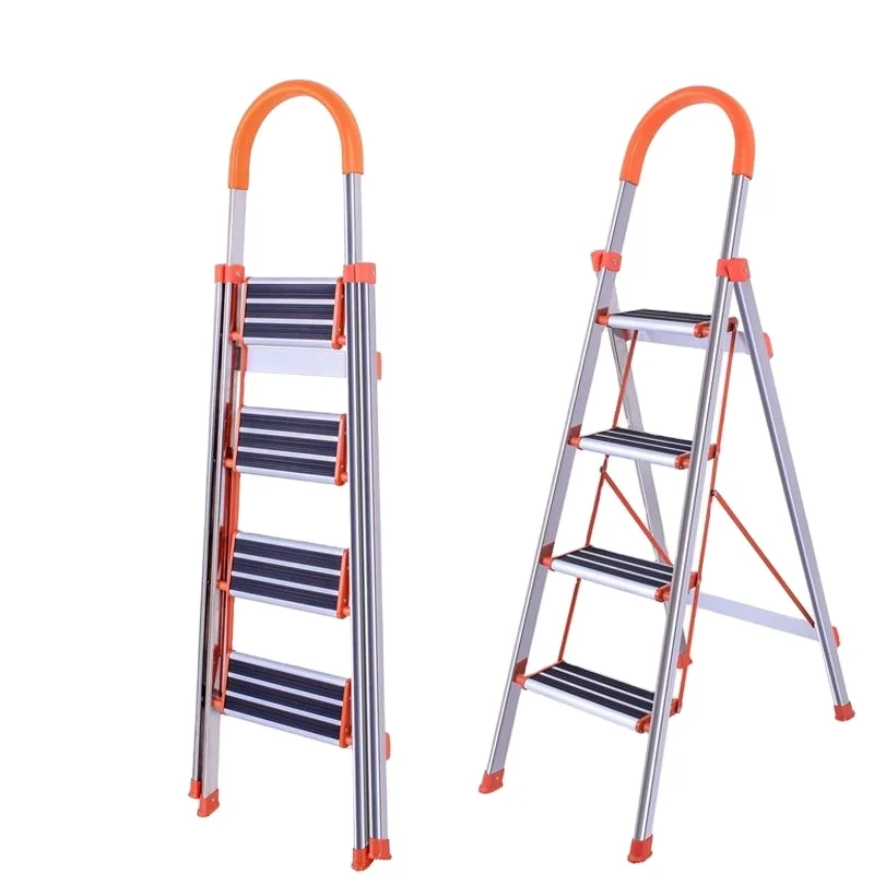 High Quality  Aluminum Household Ladder Portable Step Foldable Ladder with Handrail