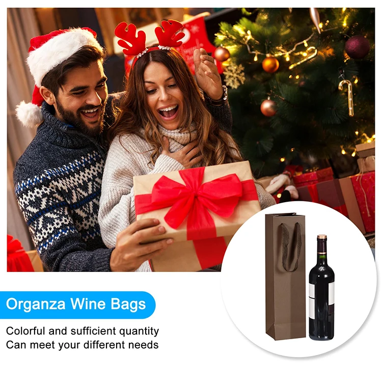 Wholesale Customized Packing Handle Design Flower Bouquet Gift Christmas Wine Paper Bag with Your Own Logo