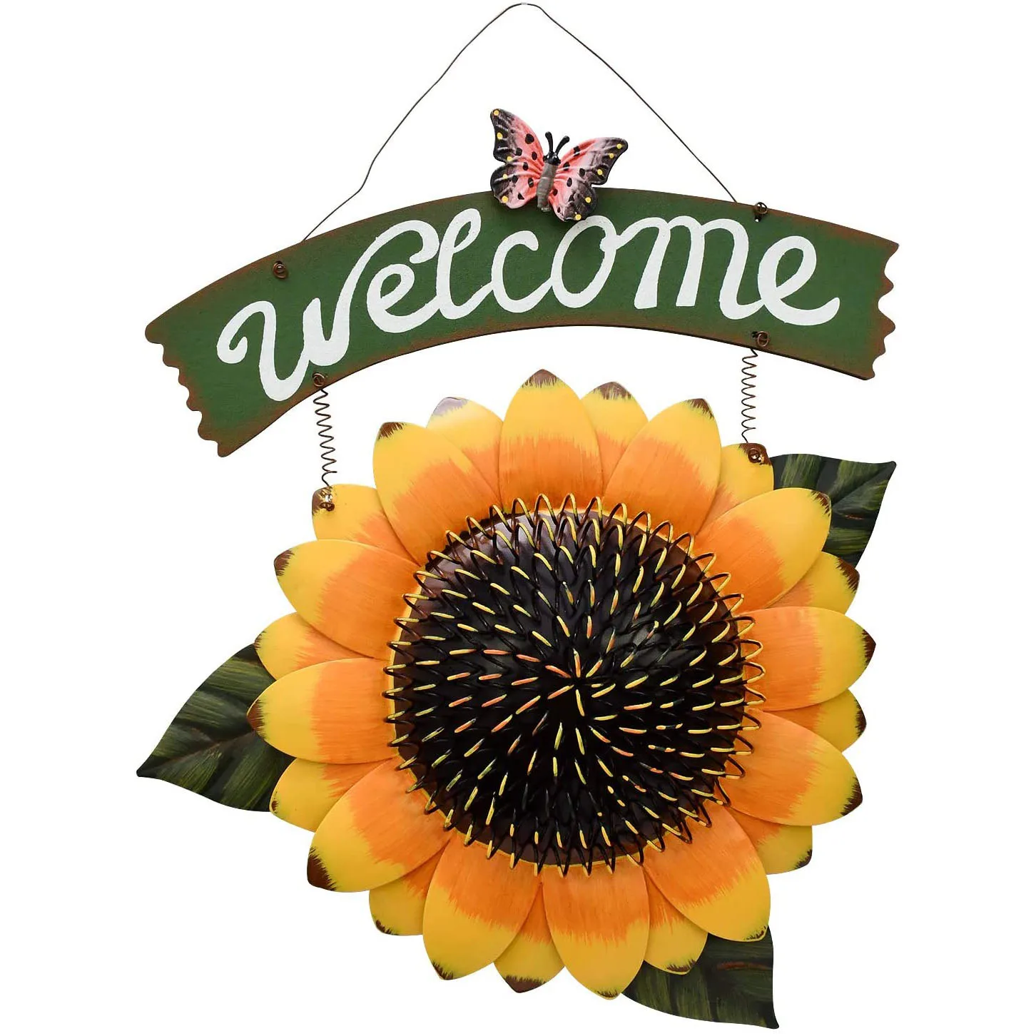 
Metal Sunflower Welcome Sign Rustic Wall Hanging Plaque Sign Flower Decor Garden Hanging Welcome Sign Home Porch Door Decoration 