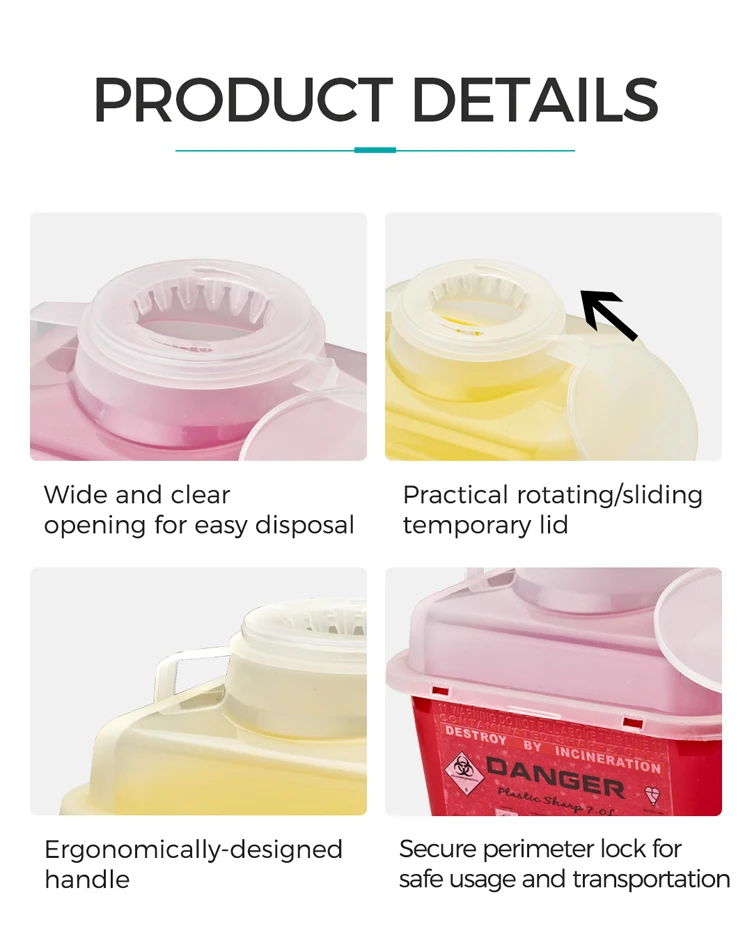 Dailymag Wholesale Yellow Red Plastic Sharps Disposable Syringe Needle Container