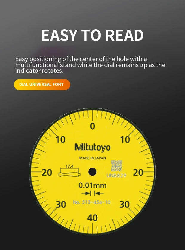 Professional Mitutoyo dial test indicator 513-415-10H, standard type no-clutch structure