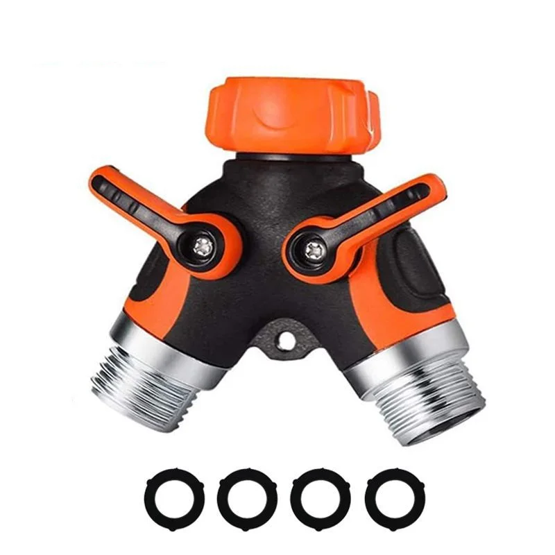 New Arrival Wholesale 2 Way Y Metal and Plastic Garden Hose Splitter with Shut-off Valve