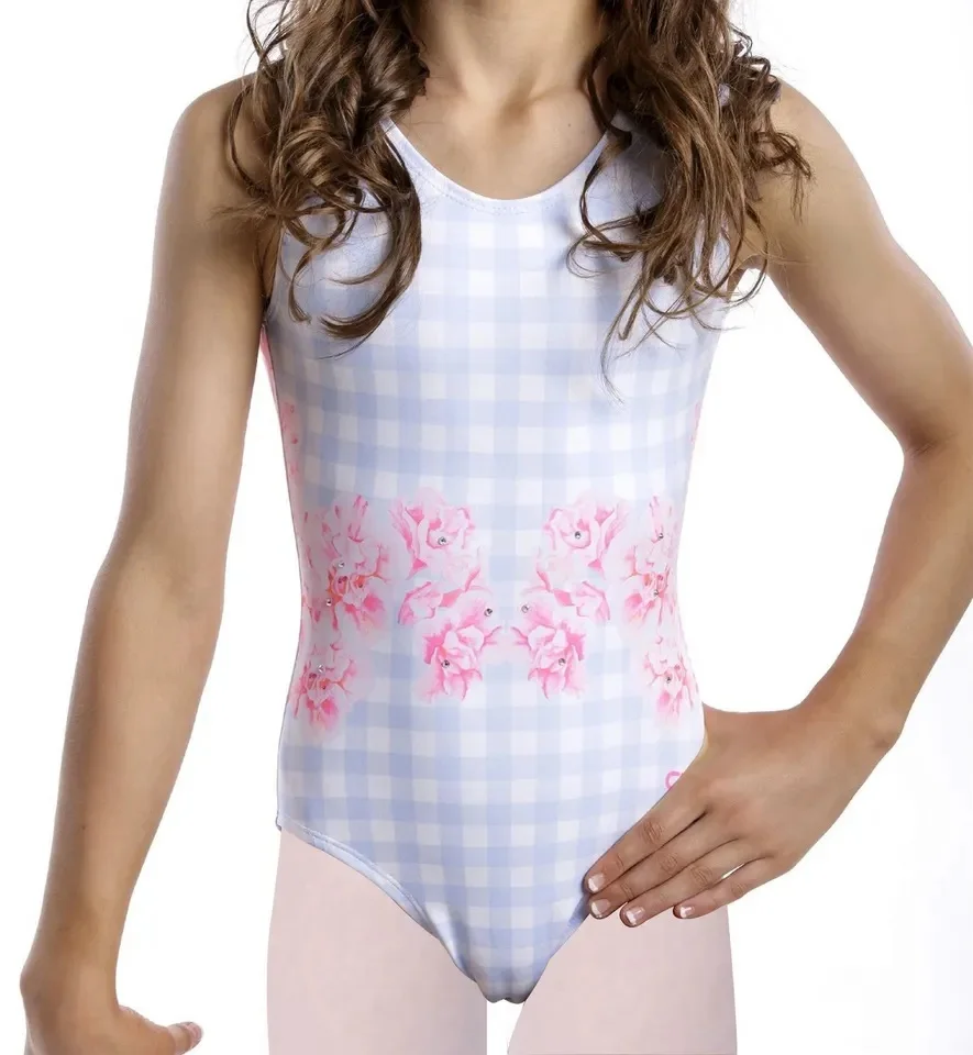 Wholesale girls dance performance wear sublimation mystique kids sleeveless gymnastics leotards