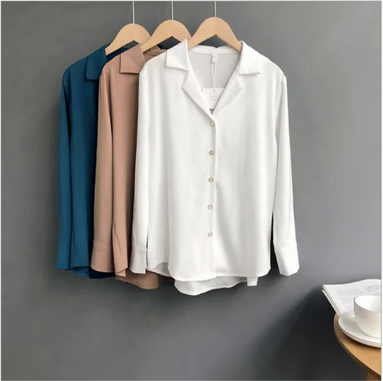 Solid Color Loose Long-sleeved Blouse Women Shirt Summer Clothes Women In Stock