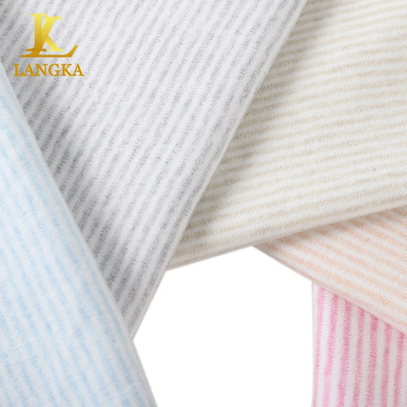 Langka 100% хлопок серо-фиолетовый полосатый трикотажный легкий цветной детская одежда футболка одиночная трикотажная