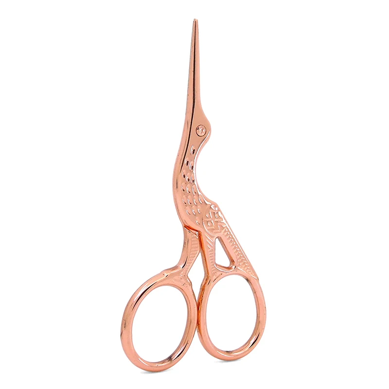FOCSTAR Gold Rose Gold Small Crane Bird Stork Scissors Sewing Embroidery Tailor Dressmaker Scissors Shears (BT8023)