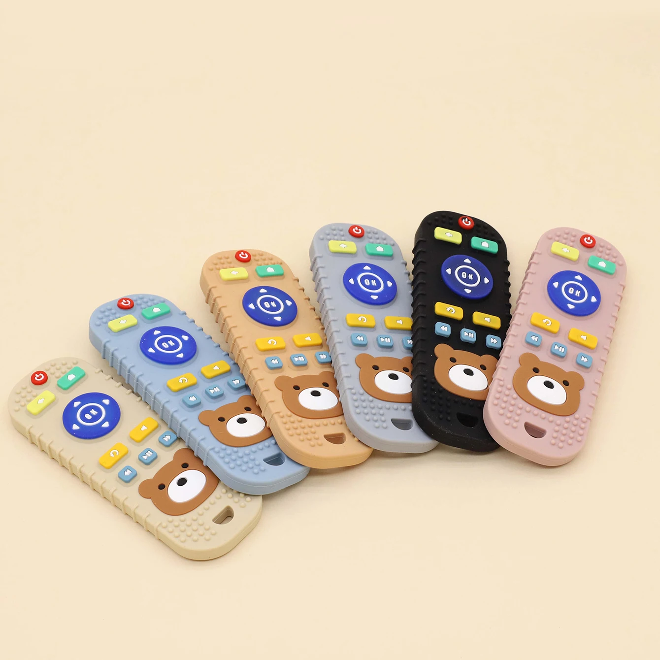 bpa free soft silicone phone teether silicone remote control teether shape silicone teething toys remote teether for baby