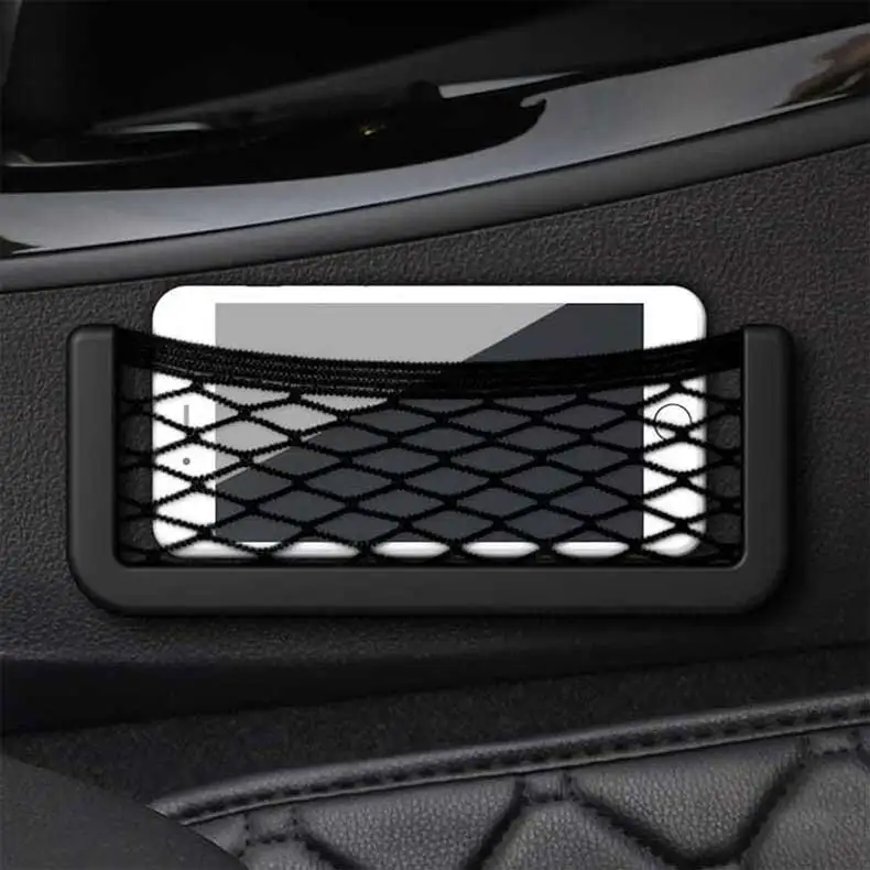 Car Mesh Net Holder ABS Plastic Frame Car Storage Net Bag Phone Cargo Pocket Organizer Framed Mesh Net