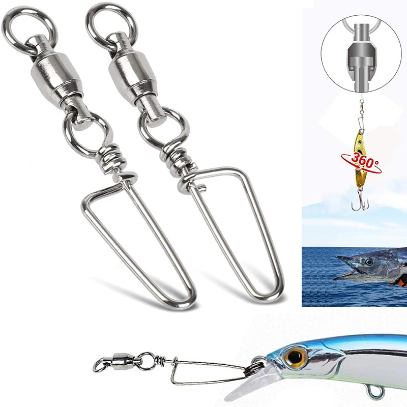 Fishing swivels stainless steel copper swivel snap hook rolling coastlock snap ball bearing fishing snap swivels