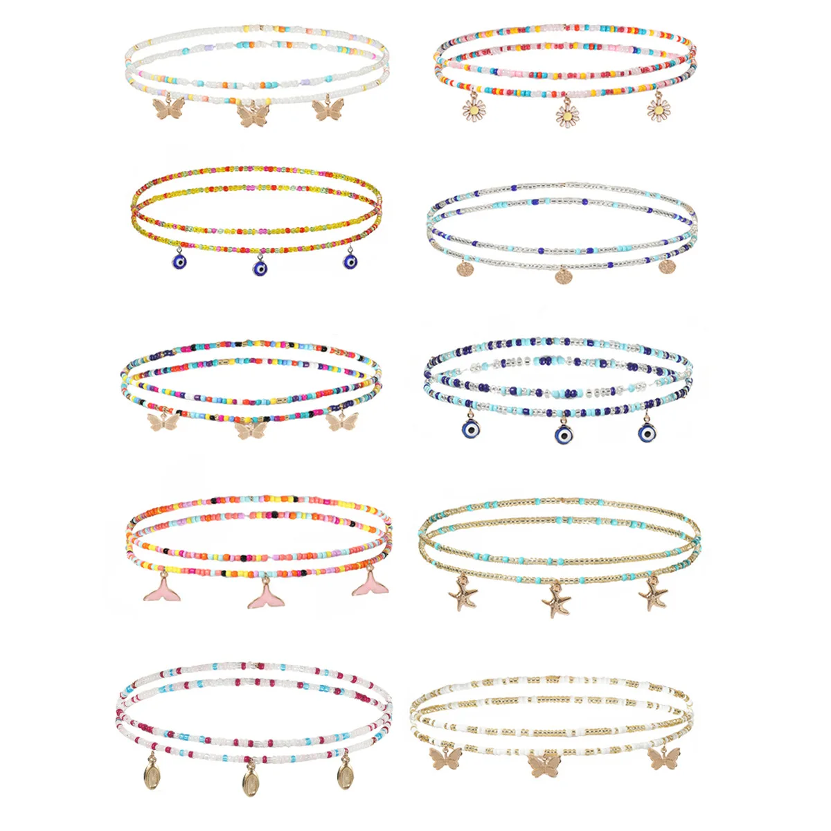 Belly Chain Jewelry Waist Chains Women Sexy Flower Butterfly Waistbeads Wholesale Elastic Glass African Waist Beads For Women