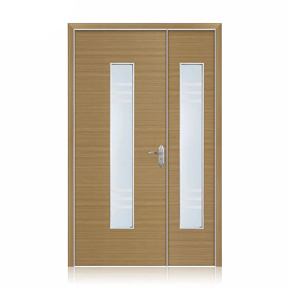 interior glass wood double door Commercial melamine and glass inserts conference room door for office