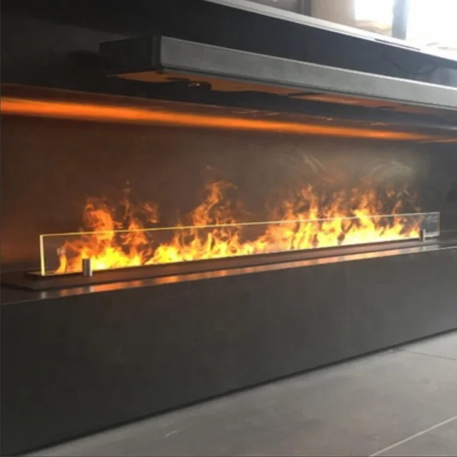 Китайский современный стеклянный стол, стоячий круглый металлический камин с биоэтанолом и мраморным дизайном